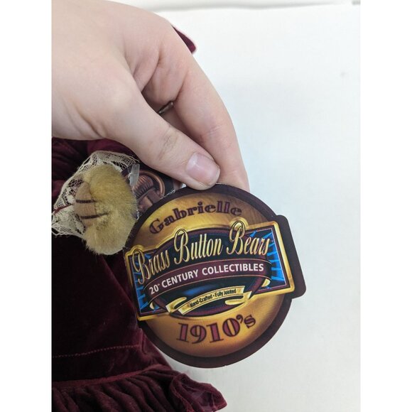 Vintage Brass Button Bears 20th Century Collection Gabrielle 1910's Stuffed Anim - Picture 3 of 5